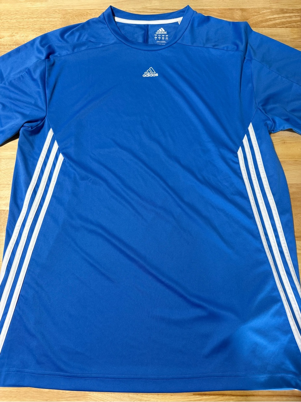 Men’s adidas Blue 3-Stripes Athletic Performance T-Shirt Size XL Active Tee